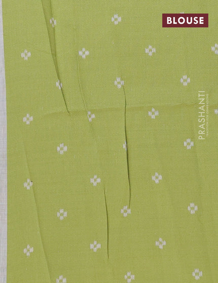 Munga cotton saree beige and light green with allover thread weaves and thread woven border