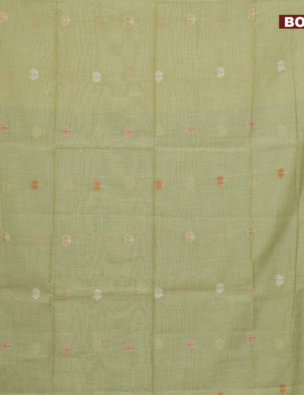 Munga cotton saree pista green and green with zari woven buttas and zari woven border