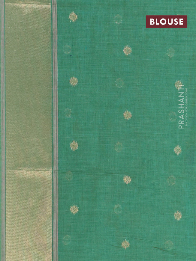 Munga cotton saree pista green and green with zari woven buttas and zari woven border