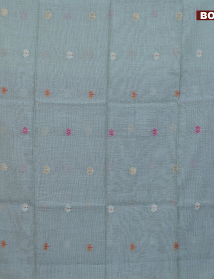 Munga cotton saree pastel blue and blue with zari woven buttas and zari woven border