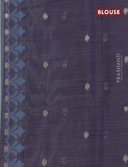 Munga cotton saree teal shade and dark blue with allover thread weaves in borderless style