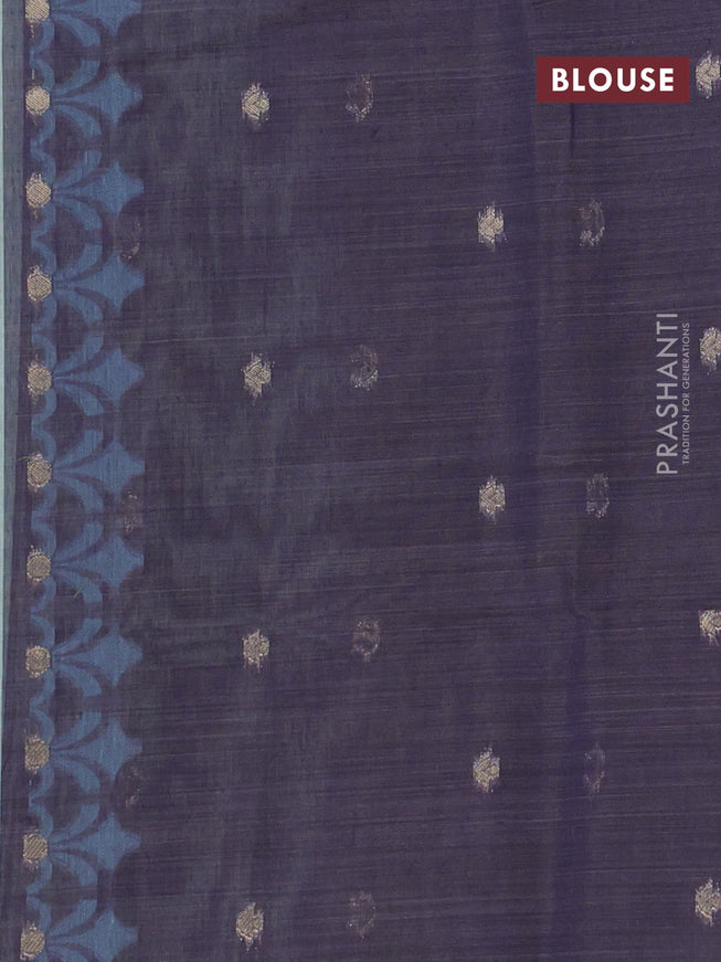 Munga cotton saree teal shade and dark blue with allover thread weaves in borderless style