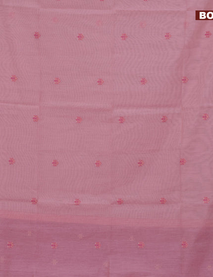 Munga cotton saree light pink and pink with woven buttas in borderless style