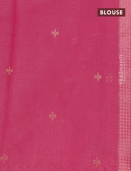 Munga cotton saree light pink and pink with woven buttas in borderless style