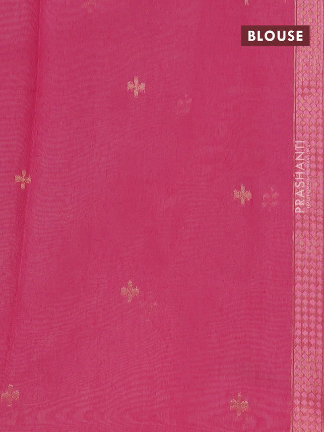 Munga cotton saree light pink and pink with woven buttas in borderless style