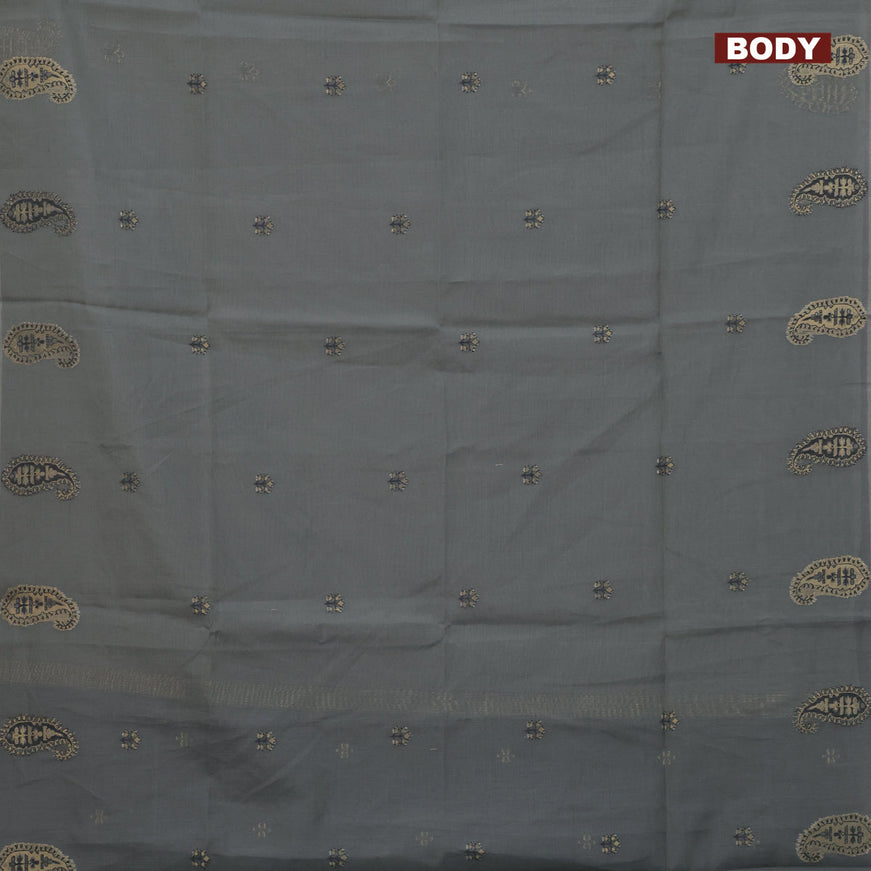 Munga cotton saree grey with woven buttas in borderless style