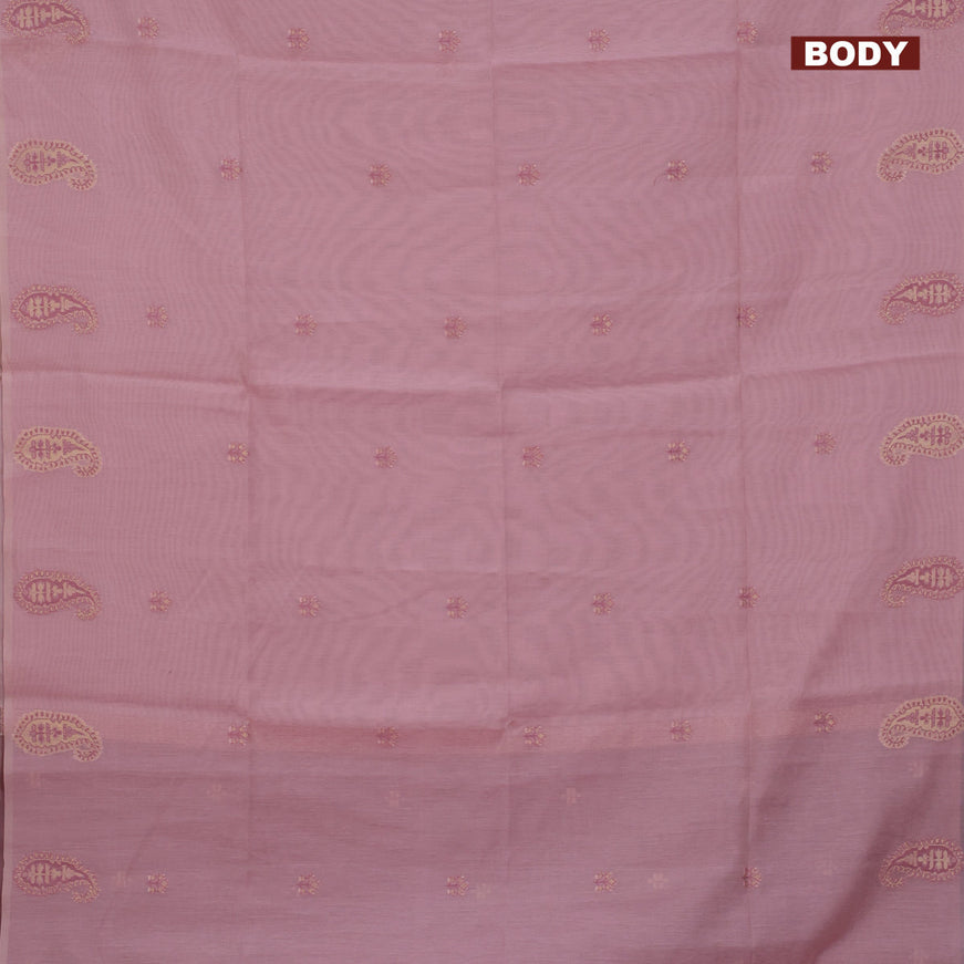 Munga cotton saree pastel pink and mauve pink with woven buttas in borderless style