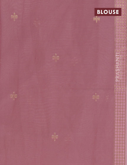 Munga cotton saree pastel pink and mauve pink with woven buttas in borderless style