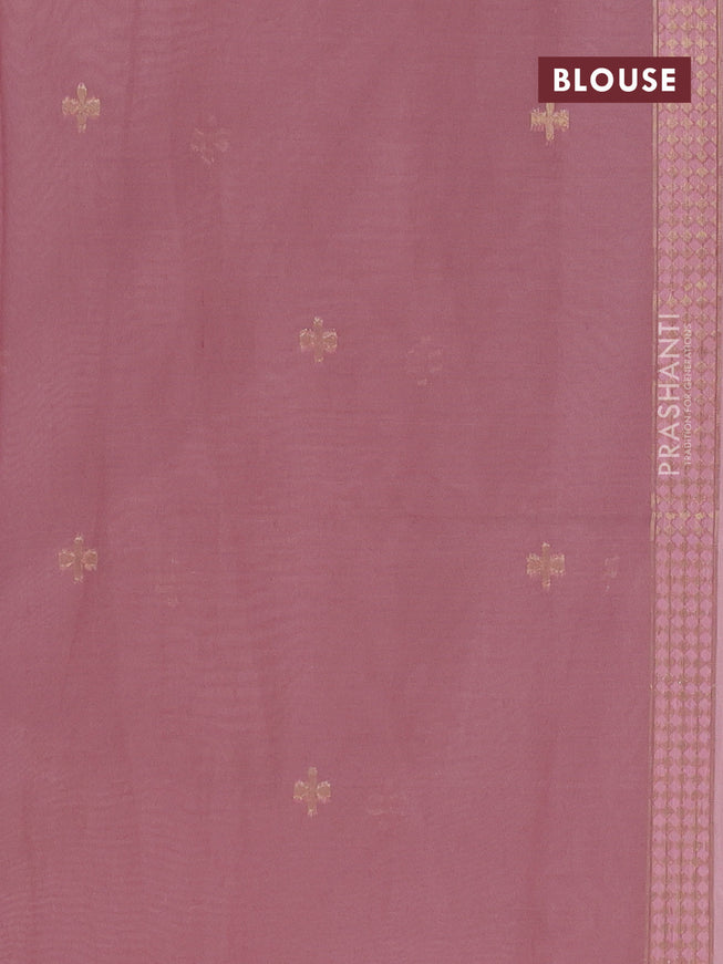 Munga cotton saree pastel pink and mauve pink with woven buttas in borderless style