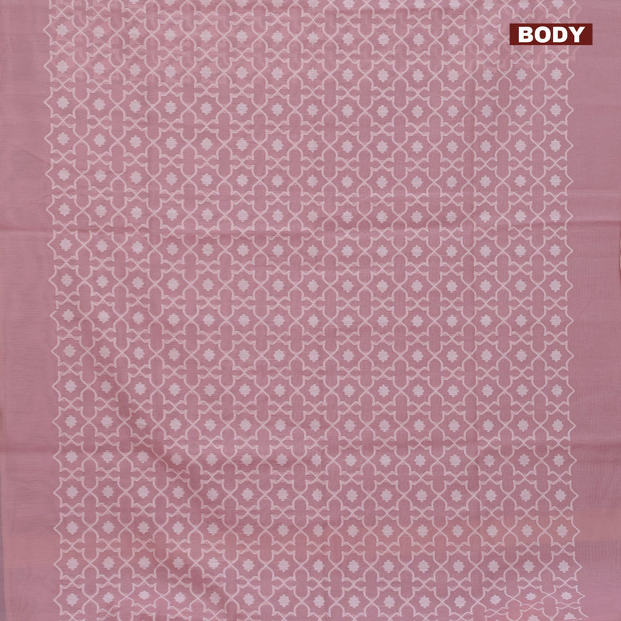 Munga cotton saree pastel pink with allover thread weaves in borderless style