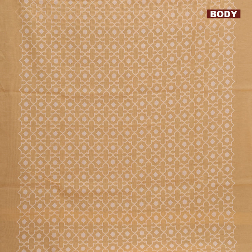 Munga cotton saree pale orange with allover thread weaves in borderless style