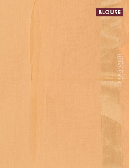 Munga cotton saree pale orange with allover thread weaves in borderless style