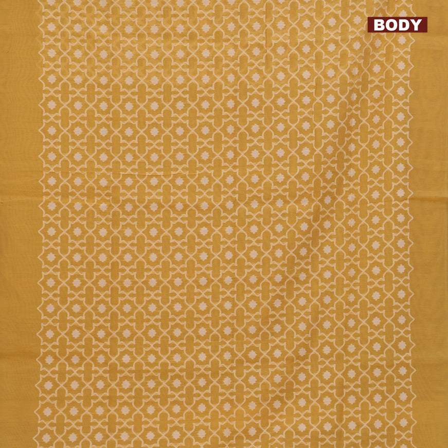 Munga cotton saree mustard yellow with allover thread weaves in borderless style