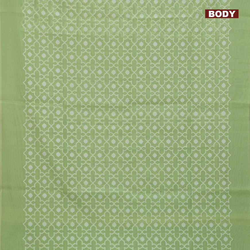 Munga cotton saree light green with allover thread weaves in borderless style