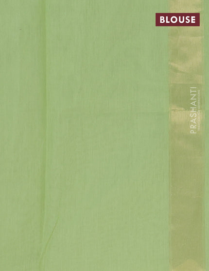 Munga cotton saree light green with allover thread weaves in borderless style