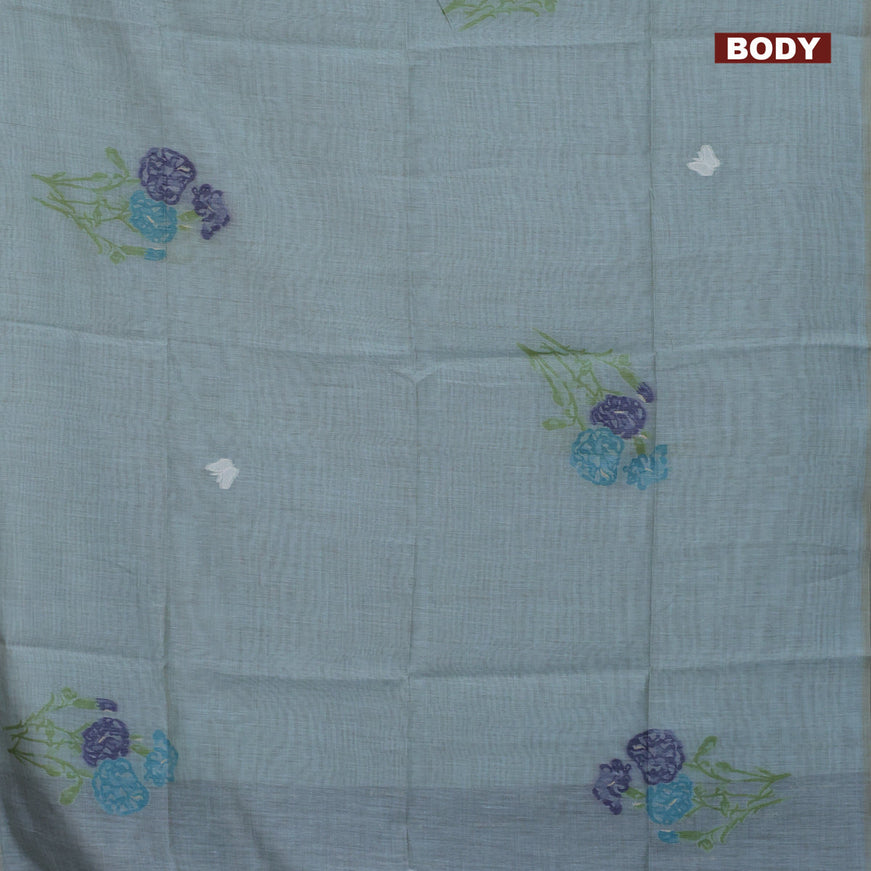 Munga cotton saree pastel blue with allover thread weaves in borderless style