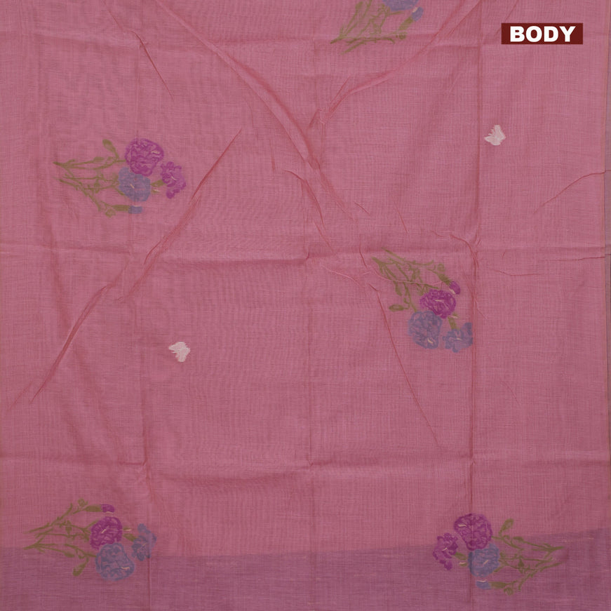 Munga cotton saree pink shade with allover thread weaves in borderless style