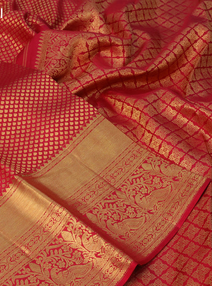 Pure kanchipuram silk saree maroon with allover zari woven butta weaves and long zari woven border