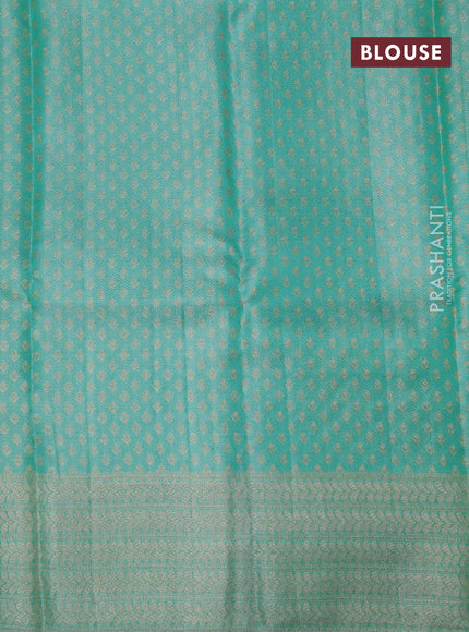 Pure kanchipuram tissue silk saree teal blue with allover zari woven brocade weaves and zari woven border