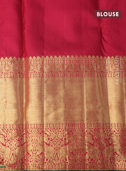 Pure kanchipuram silk saree maroon and green with allover zari woven brocade weaves and long zari woven border