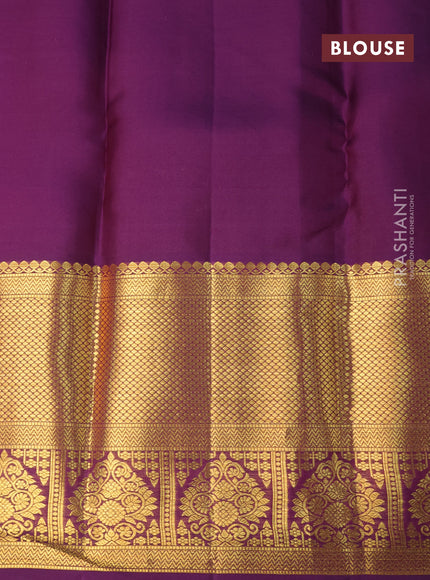 Pure kanchipuram silk saree pink and deep purple with allover zari woven butta weaves and long zari woven border