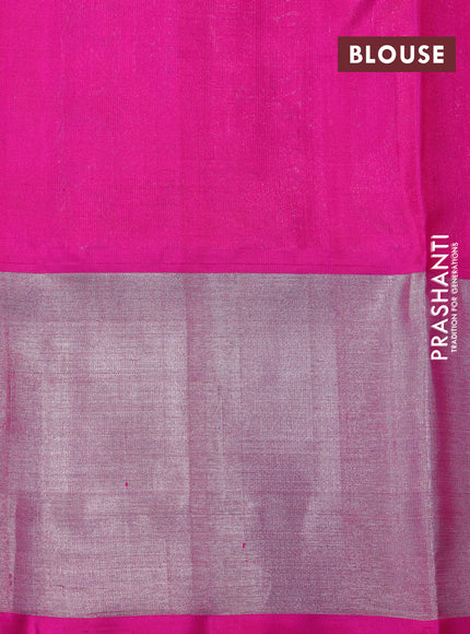 Venkatagiri silk saree dark magenta and pink with allover silver zari weaves and silver zari woven border