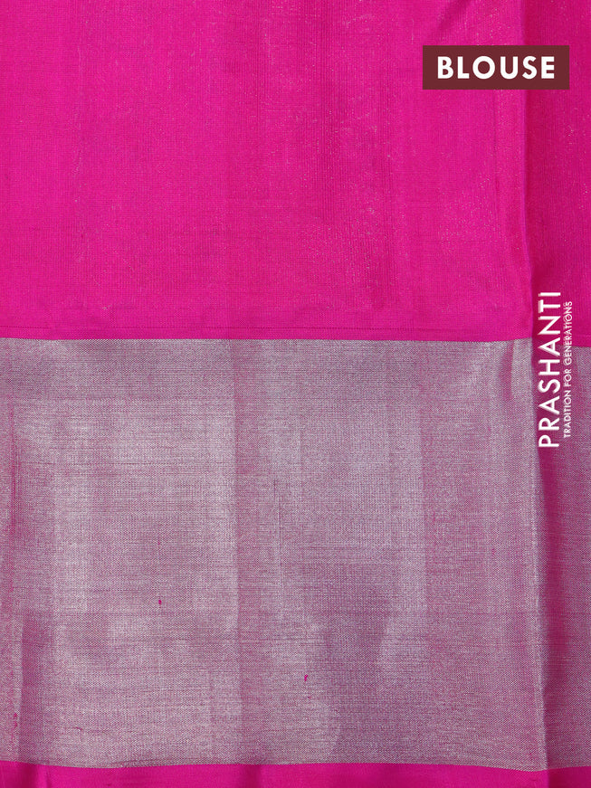 Venkatagiri silk saree dark magenta and pink with allover silver zari weaves and silver zari woven border