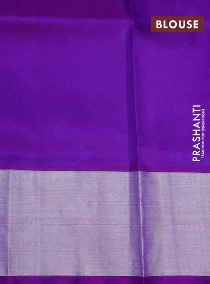 Venkatagiri silk saree cs blue and purple with allover silver zari woven floral buttas and silver zari woven border