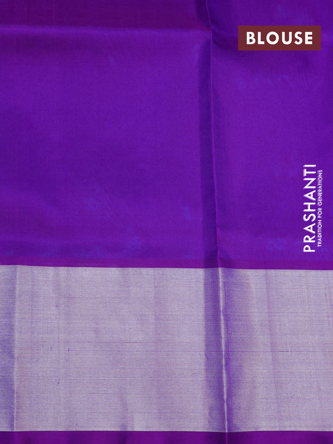 Venkatagiri silk saree cs blue and purple with allover silver zari woven floral buttas and silver zari woven border