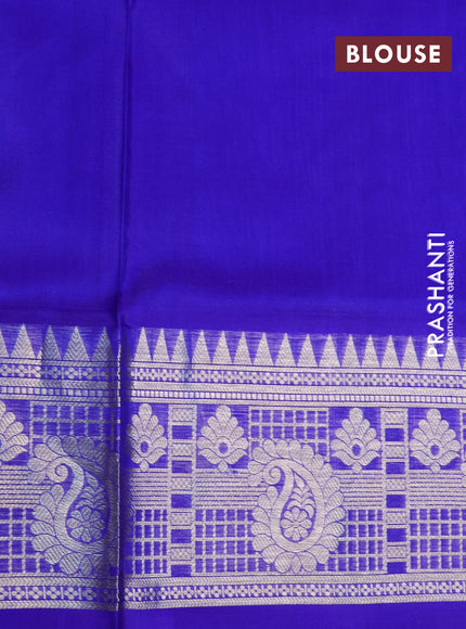 Venkatagiri silk saree dual shade of blue and blue with silver zari woven buttas and silver zari woven border