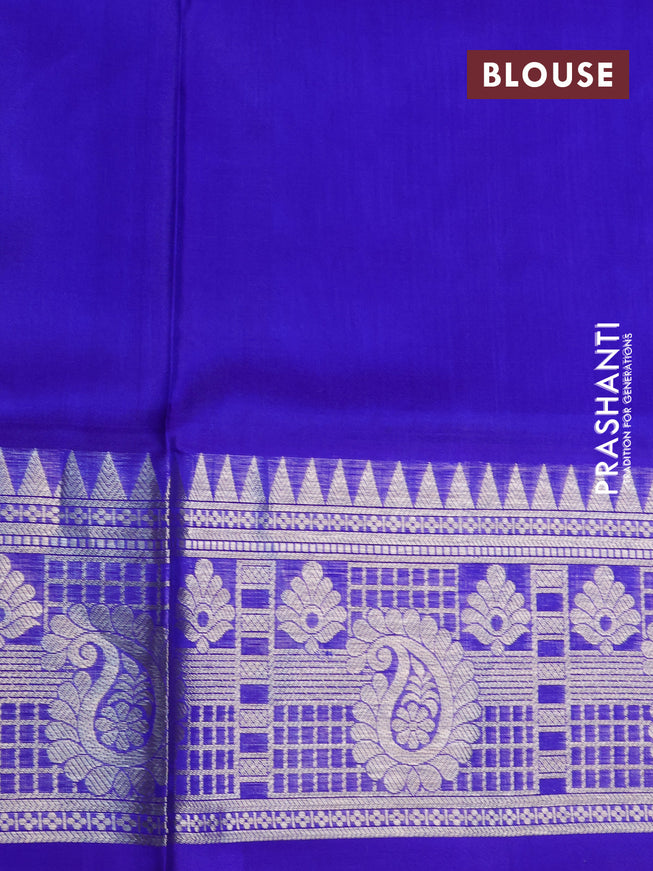 Venkatagiri silk saree dual shade of blue and blue with silver zari woven buttas and silver zari woven border