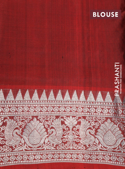 Venkatagiri silk saree dark green and maroon with allover silver zari weaves and rich silver zari woven border