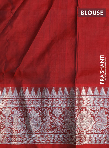 Venkatagiri silk saree dark green and maroon with silver zari woven buttas and rich silver zari woven border