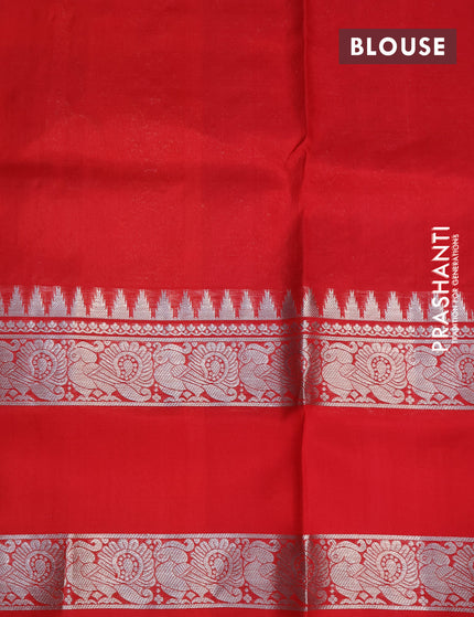 Venkatagiri silk saree maroon and red with allover silver zari checks & buttas and long rettapet zari woven border