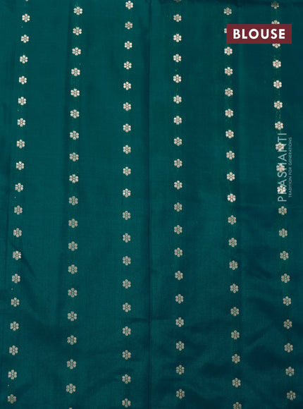 Banarasi katan silk saree green with zari woven buttas in borderless style