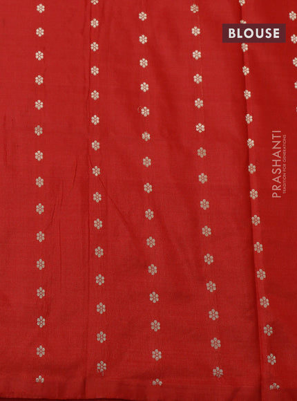 Banarasi katan silk saree red with zari woven buttas in borderless style