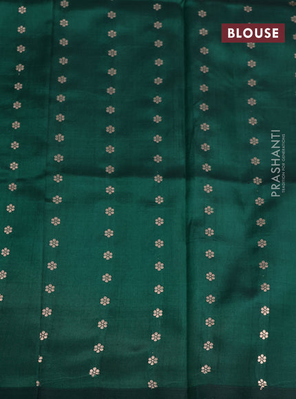 Banarasi katan silk saree green with zari woven buttas in borderless style