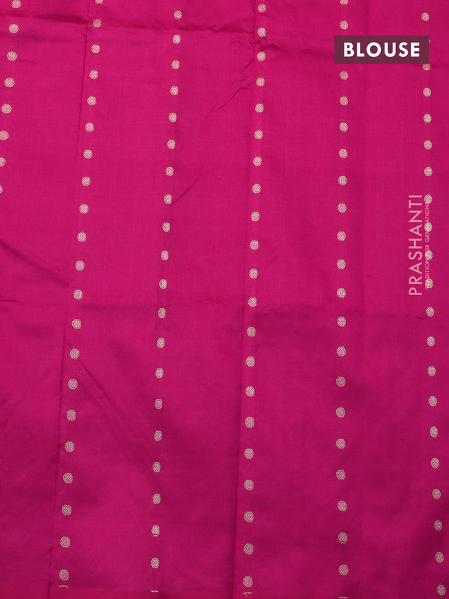 Banarasi katan silk saree dark pink with zari woven buttas in borderless style