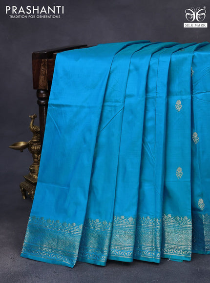 Banarasi katan silk saree light blue with zari woven buttas and zari woven border