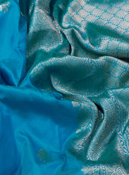 Banarasi katan silk saree light blue with zari woven buttas and zari woven border