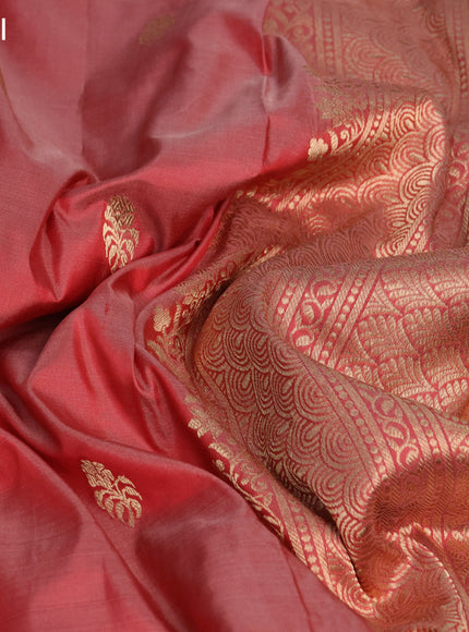 Banarasi katan silk saree peach shade with zari woven buttas and zari woven border