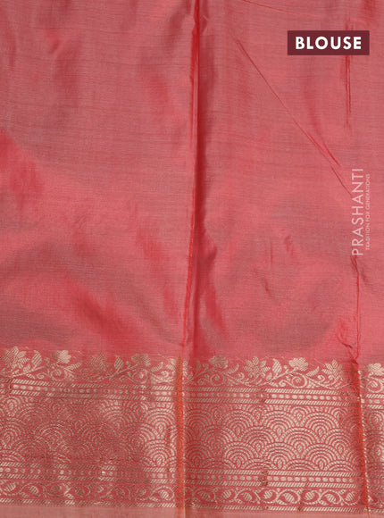 Banarasi katan silk saree peach shade with zari woven buttas and zari woven border