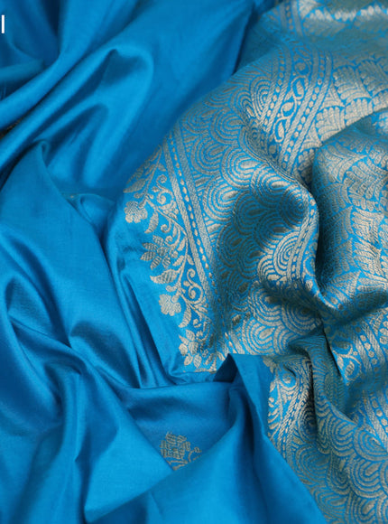 Banarasi katan silk saree blue with zari woven buttas and zari woven border