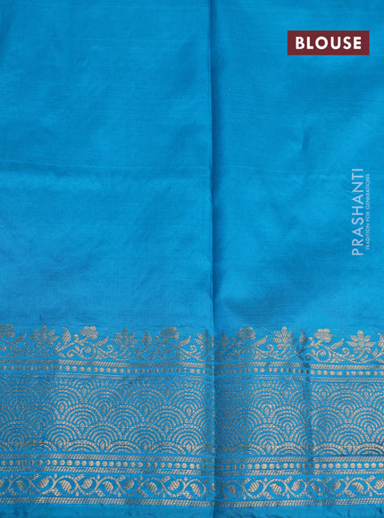 Banarasi katan silk saree blue with zari woven buttas and zari woven border