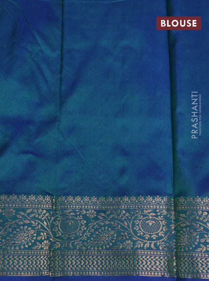 Banarasi katan silk saree dual shade of greenish blue with zari woven buttas and zari woven border