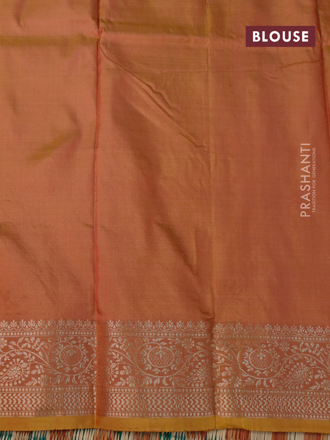 Banarasi katan silk saree dual shade of dark mustard yellow with zari woven buttas and zari woven border