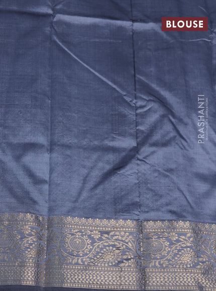 Banarasi katan silk saree grey with zari woven buttas and zari woven border