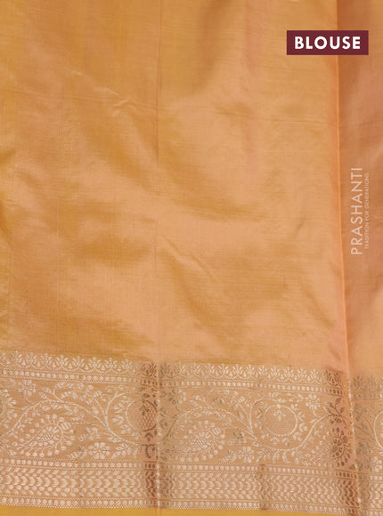 Banarasi katan silk saree dual shade of mustard yellow with zari woven buttas and zari woven border