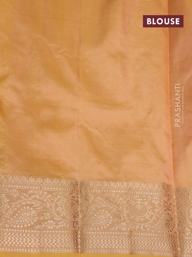 Banarasi katan silk saree dual shade of mustard yellow with zari woven buttas and zari woven border