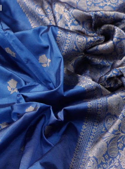 Banarasi katan silk saree blue shade with zari woven buttas and zari woven border